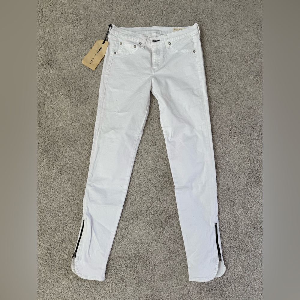 rag & bone Women's White Skinny Jeans with Zipper